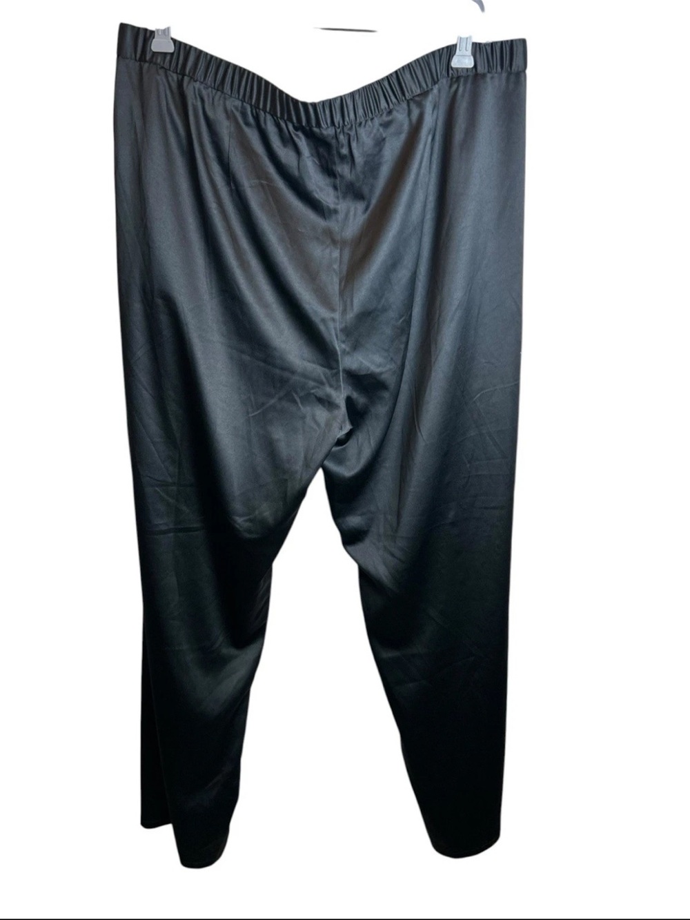 Eileen Fisher Black Recycled Polyester Satin Straight Leg Pants XL NWOT - Picture 2 of 4